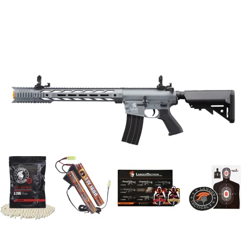 Lancer Tactical Gen 2 Durable Airsoft M4 SPR Interceptor AEG Polymer- Full/Semi-Auto, 1000 Rounds Bag of 0.20g BBS, Battery& Charger Included