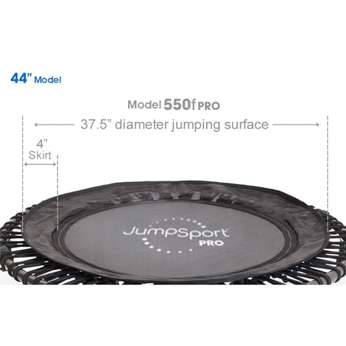 JumpSport 550f Pro Indoor Heavy Duty Folding Exercise Trampoline for Adults with Arched Legs and 7 Adjustable Tension Settings, Black