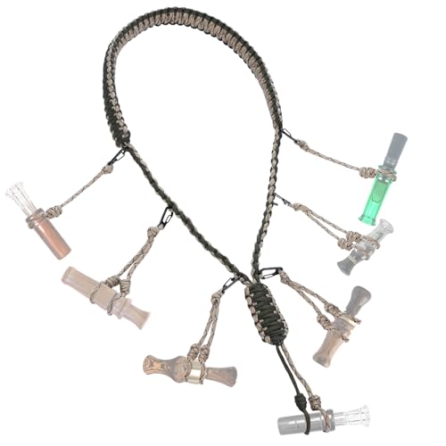 PAMASE Duck Call Lanyard - 12 Loops Duck Whistle Hunting Accessories with 10 Removable Loops, Camo Woven Goose Call Carry, Outdoor Predator Gear for Hunt - Without Duck Call