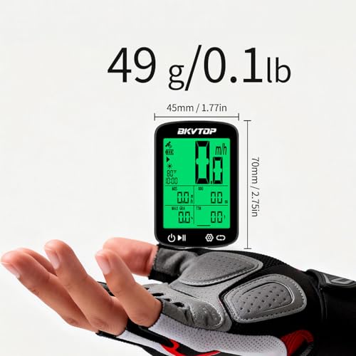 BKVTOP Wireless GPS Bike Computer with Standard Mount, 2.4" Screen, IPX7 Waterproof, 28H Runtime
