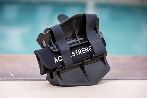 Aquastrength Aquatic Resistance Fins | Increase Drag for Strength & Toning | Pool Fitness Water Leg Weights | Quick Start Guide and Online Programs. (Black)