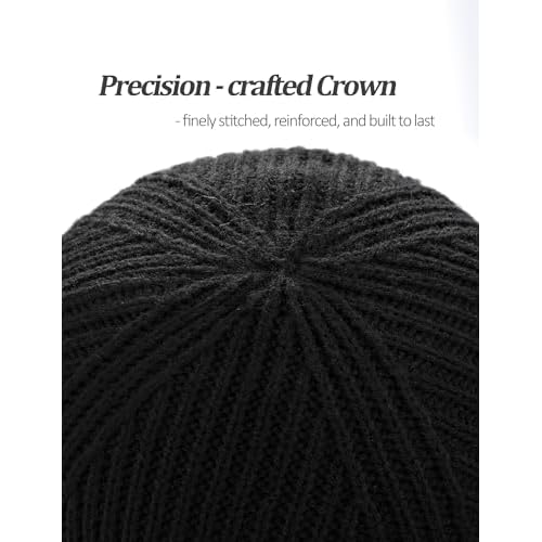 Winter Beanies Hats for Men, Knit Fleece Beanie Skull Caps, Mens Toboggans Ribbed Cuffed Stocking Hat