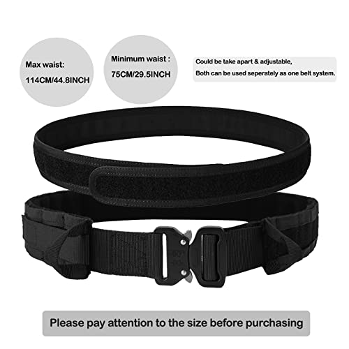 YAKEDA Tactical Battle Belt, Quick Release 1.75 inch Duty Belts Law Enforcement Airsoft Utility Belt with Accessories Pouches (CP)