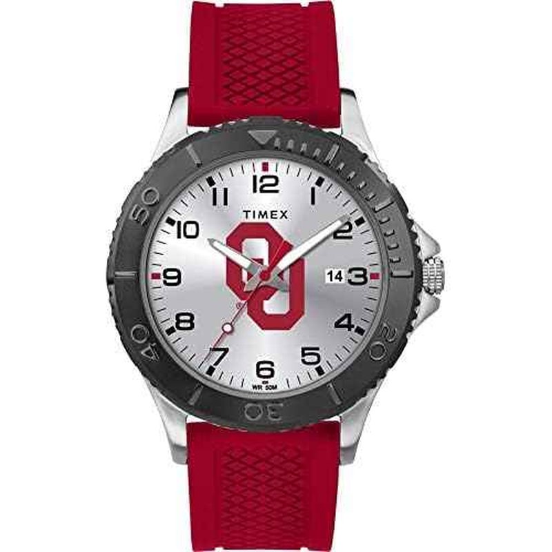 Timex Tribute Men's Collegiate Gamer 42mm Watch ? Oklahoma Sooners with Red Silicone Strap