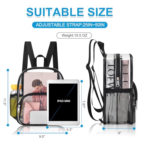 Busiuw Clear Backpack for Stadium Events 12x12x6 for Concert Sport Events Work Travel