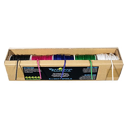 West Coast Paracord 550lb Paracord Variety Supplies – Type III Paracord Box Set – 100 Foot Spools of 5 Colors