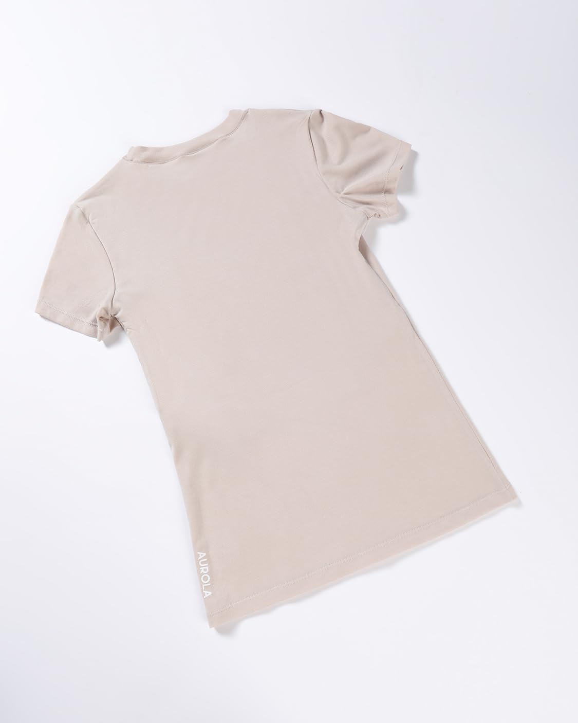 AUROLA Everyday Fitted T-Shirt for Women,Crew Neck Basic Short Sleeves T ShirtCrop Tops Modal Slim Fit Tee (Begei,S)