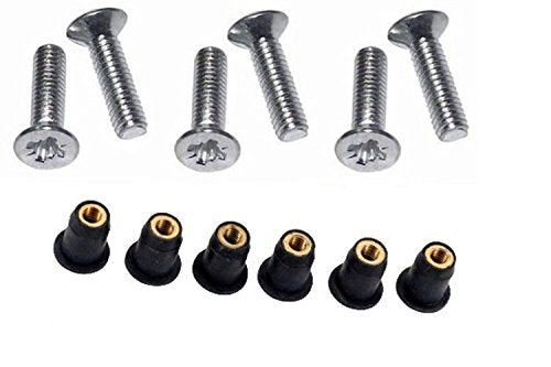 H2o Kayaks M5 Neoprene Well Nut M5 with 25mm Marine Grade Stainless Steel Machine Screw (Pack 6) (F)