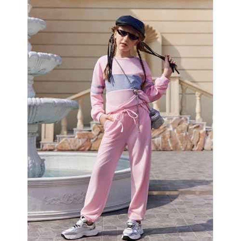 Arshiner Girls' Clothing Sets Sweatsuits Long Sleeve Color Block Pullover Sweatshirts and Lounge Pants with Pocket