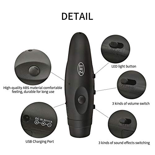 ZHT Electronic Whistles for Referees with USB Charging, 3 Tone High Volume Emergency Whistle for Coaches Teacher, Outdoor Safety Whistles with Lanyard- Black Color