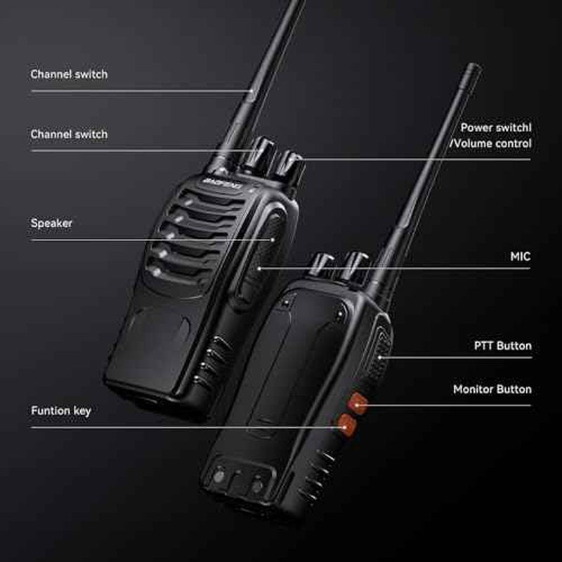 BAOFENG BF-888S Walkie Talkies for Adults Rechargeable Long Range 16 Channel Professional Walky Talky and Security Headphones Flashlight Li-ion Battery and Charger (10 Pack)
