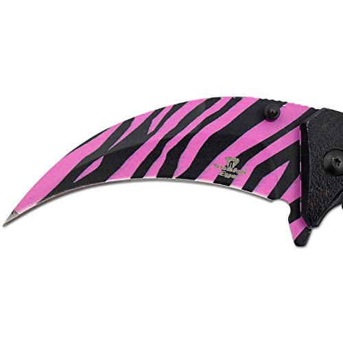 Snake Eye Tactical Everyday Carry Spring Assist Style Folding Pocket Knife EDC (Pink Zebra)