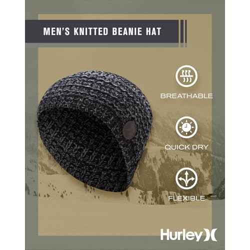 Hurley Men's Winter Hat - Loose Knit Marled Beanie