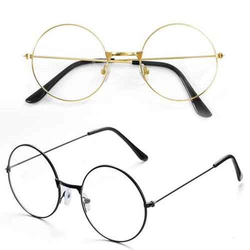 Spooktacular Creations 2PCS Halloween Fake Wizard Glasses, Old Men Wire Round Glasses Toys, Costume Eyeglasses for Women Men Party Dress Up Accessories Prop Black