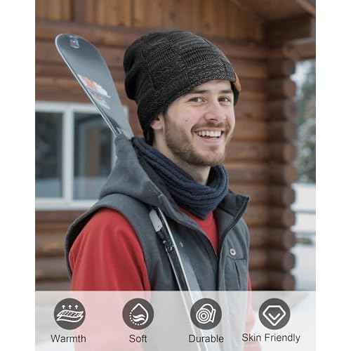 Senker Fashion Slouchy Beanie for Men Women, Oversized Winter Beanies Hats Warm Thick Stocking Caps for Gifts Outdoor