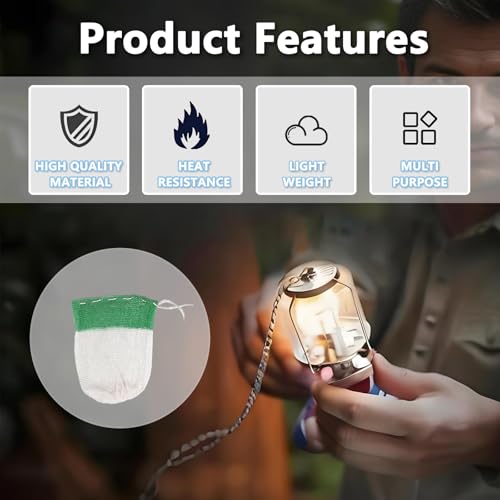 Lantern Mantles, Camping Lantern Mantles for Propane Lantern U Shape String Tie Mantles for Gas Lamp Mantles Gas Lantern Covers for Fueled Lighting for Outdoor Camping Lantern Natural - 12PCS