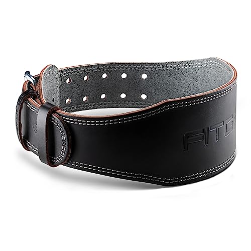 Fitgriff Classic Lifting Belt (100% Leather) for Men and Women - Workout Equipment for Weight Lifting, Squats, Deadlift - Gym Belt for Back Support (XXL, Black (4 inch))