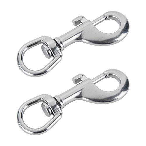 AOWESM Swivel Eye Bolt Snap Hooks, Marine Grade Stainless Steel 316 Scuba Diving Clips, Heavy Duty Single Ended Trigger Clasp Pet Buckle Flagpole Clips (2 Pieces) (80MM Silver)