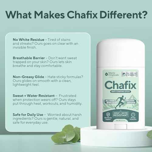 Marie Originals Chafix Anti Chafing Stick ? 2.5oz | Plant-Based Anti Chafe Stick with Shea Butter, Arrowroot & Tea Tree | Sweat & Water Resistant, No White Residue, Non Greasy Thigh Rub Protection