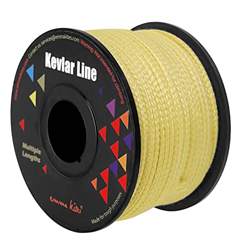 emma kites 100% Kevlar Braided String Utility Cord 200Ft 100Lb Abrasion Flame Resistant, Tactical Survival Fishing Assist Cord Model Rocket Paracord Trip Line Camping Cordage