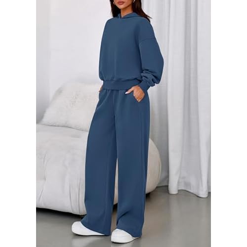 PRETTYGARDEN Womens Sweatsuits 2 Piece Set 2025 Casual Winter Long Sleeve Hoodie Loose Wide Leg Sweatpants Fall Tracksuit