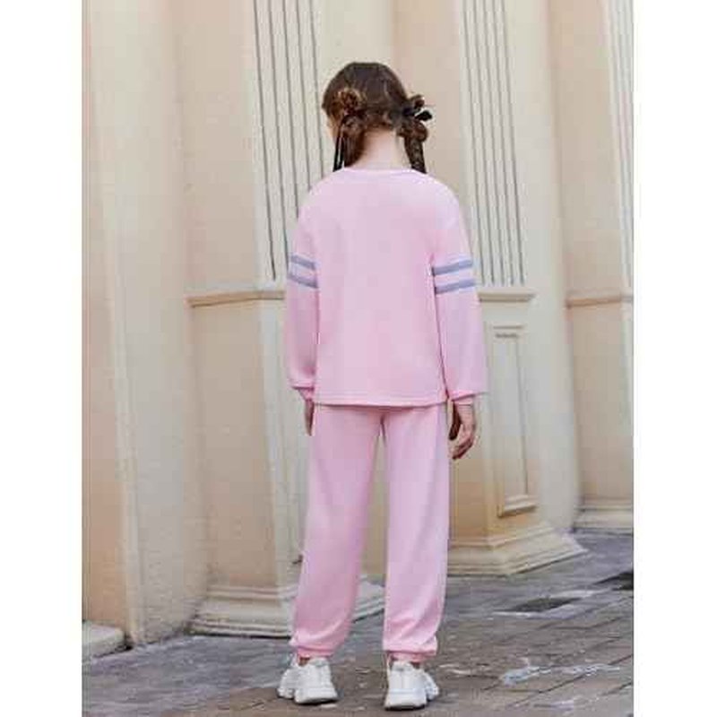 Arshiner Girls' Clothing Sets Sweatsuits Long Sleeve Color Block Pullover Sweatshirts and Lounge Pants with Pocket