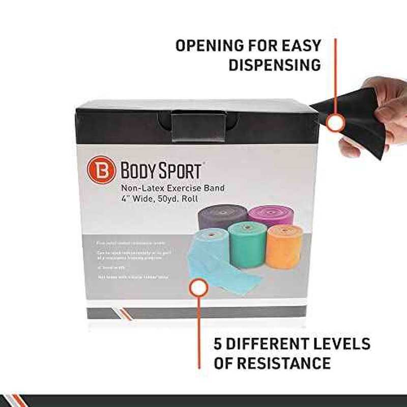 Body Sport Exercise Bands - Resistance Bands in 50 yard Rolls for Fitness, Stretching, or Physical Therapy