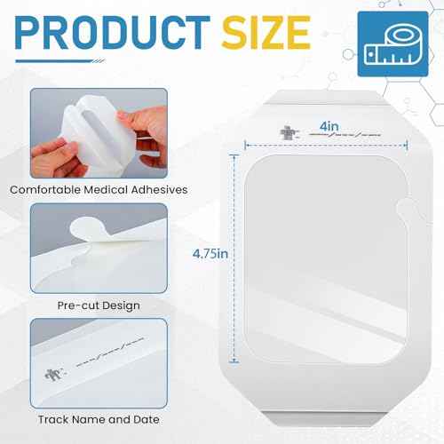 80 Packs Transparent Film Dressing 4" x 4.75", Waterproof Bandages for Wounds, Wound Dressing for Shower or IV Shield, Tattoo Aftercare Bandage, Clear Bandages for Wound Care