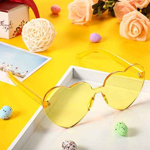 Maxdot Heart Shape Sunglasses Rimless Transparent Heart Glasses Colorful Party Favors