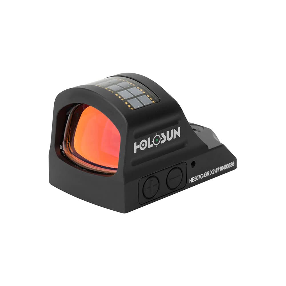 HOLOSUN HE507C-GR X2 Green 2 MOA Dot & 32 MOA Circle Open Reflex Pistol Sight - Durable Shake-Awake Solar Failsafe Parallax-Free Aluminum Sight for Full-Sized Handguns