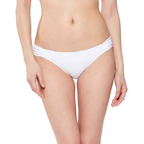 Jessica Simpson Women's Standard Mix & Match Solid Eyelet Bikini Swimsuit Separates (Top & Bottom), White Hipster, XL