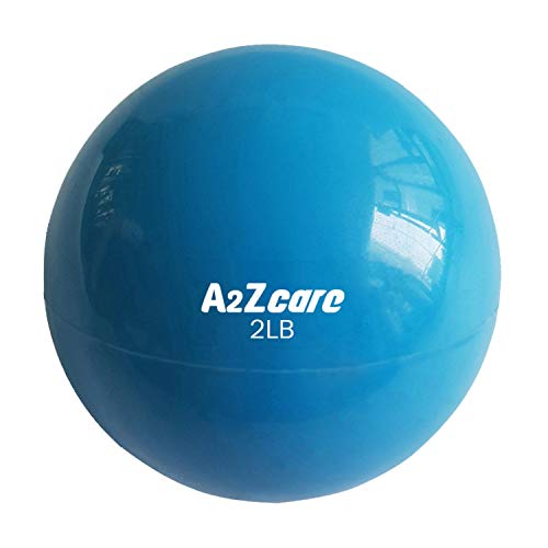 A2ZCARE Toning Ball - Weighted Toning Exercise Ball - Soft Weighted Medicine Ball for Pilates, Yoga, Physical Therapy and Fitness - Blue (2 lbs)