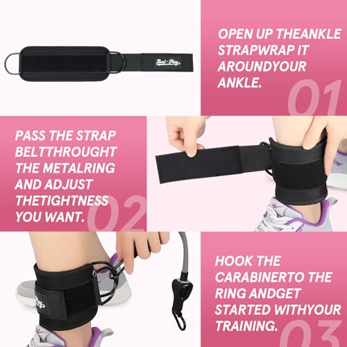 Ankle Resistance Bands With Cuffs, Ankle Weights for Women, Glutes Workout Equipment, Hip and Legs Resistance Bands，Home Training Perfect for Women & Men