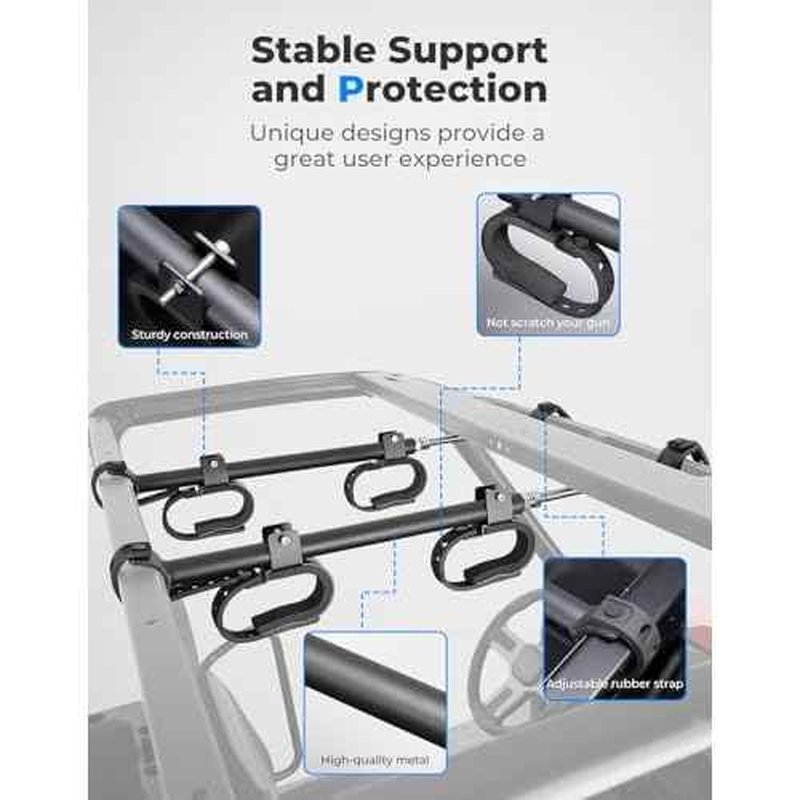 KEMIMOTO UTV Overhead Tool Holder Rack, Hunting Tool Holder Rack Roof Mounted Tool and Bow Rack for 23 in - 32 in Roll Bars Depth (Front to Back) Compatible with Polaris Ranger, Mule