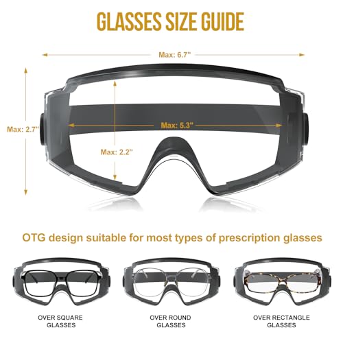 OneTigris Tactical Goggles Over Glasses, Anti Fog Tactical Eyeglasses, Safety OTG Goggles Protection with Interchangeable Len