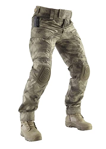 ZAPT Combat Pants Men's Airsoft Paintball Tactical Pants with Knee Pads Hunting Camouflage Military Trousers (S, AU Camo)