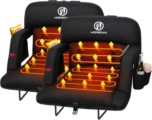 Deep Black 25-Inch Heated Stadium Seat for Bleachers, Extra Thick 4.3" Cushioned