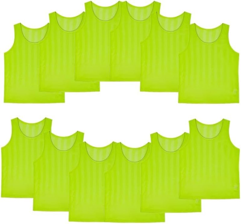 Soccer Jersey Basketball Pinnies - 12 Pack Team Practice Vests for Kids & Adults