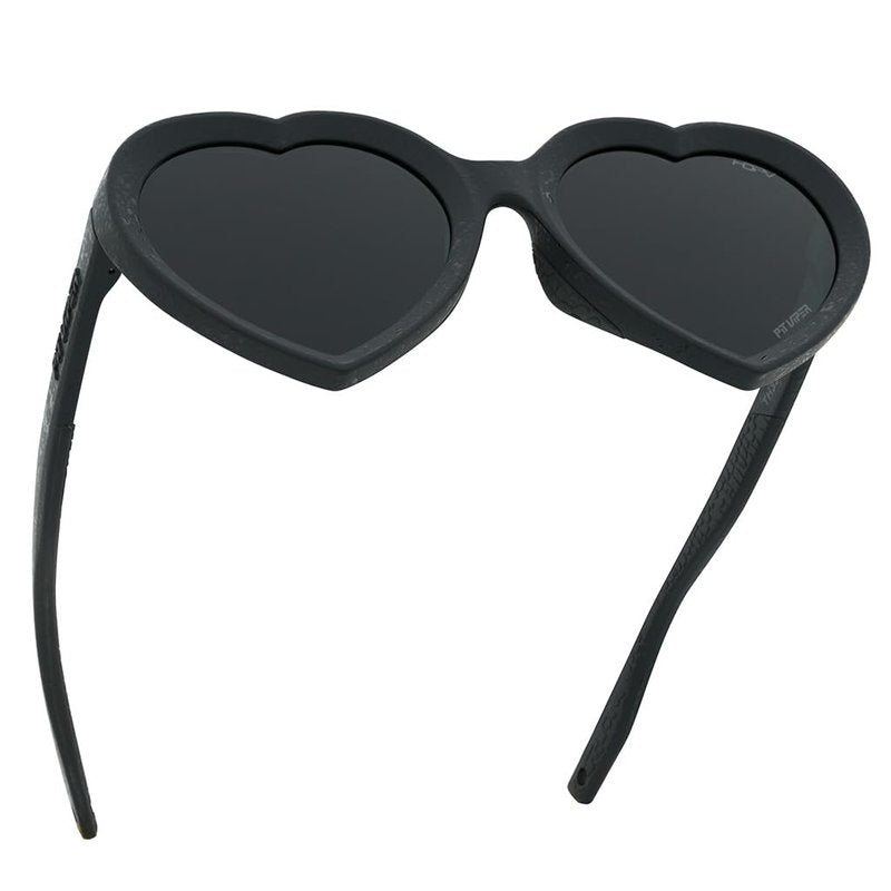 Pit Viper The Admirer Heart Shaped Sunglasses (Black with HDPV Polarized Smoke Lens)