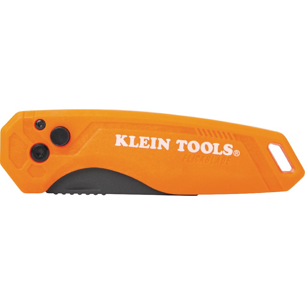 Klein Tools 44302 Folding FLICKBLADE Utility Knife with Side Release Button, Compact, Dual Locking Positions for Versatile Cutting Options