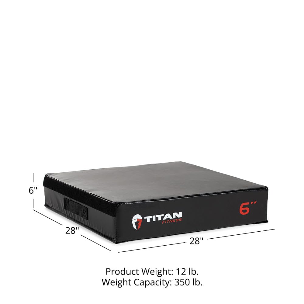Titan Fitness 6" Stackable Soft Foam Plyometric Box, High Density EPE Foam Core Plyo Box, Step Up Exercise Platform, Box Squat, Step-Up, Box Jumps for Home Garage Gym Training