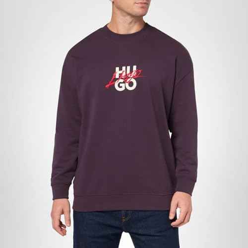HUGO Script Stack Logo Crewneck Sweatshirt, grape, M