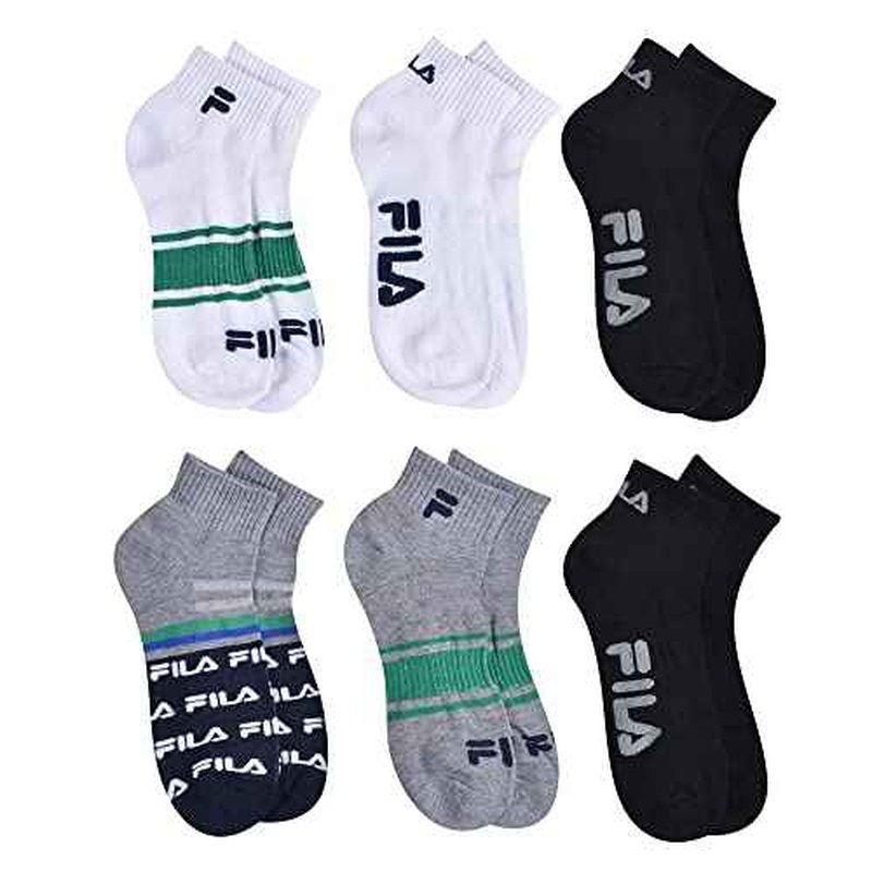 Fila Men's Striped Half Cushion Quarter Socks