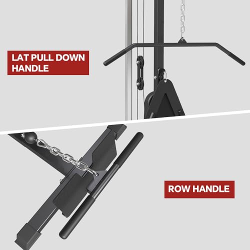 SPART Wall Mount Cable Station, LAT Pull Down and LAT Row LAT Tower with 17 Heights Adjustable Dual Pulley System High and Low Cable Machine, Home Gym Cable Crossover