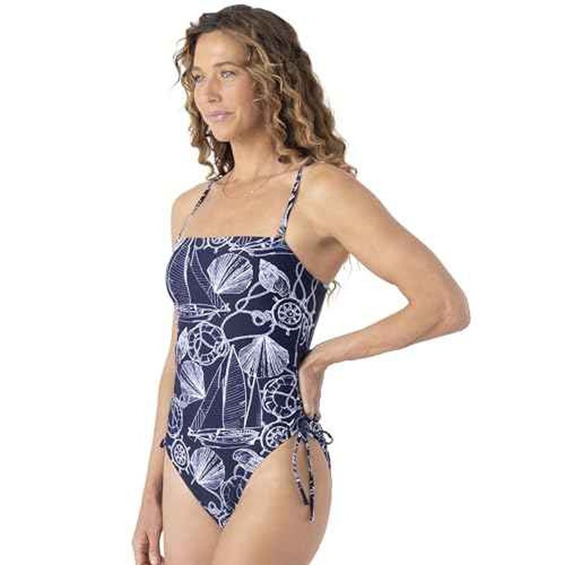 Nautica Women's Swimsuit? Bandeau, Slimming Tummy Control, Strap, Quick-Dry, Removable Pads, UPF 50+