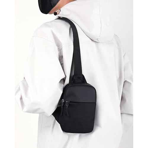 Crossbody Bag for Men Women Waterproof Sling Bag Casual Portable Chest Bag for Travel Workout Hiking Mini Sling Bag Black