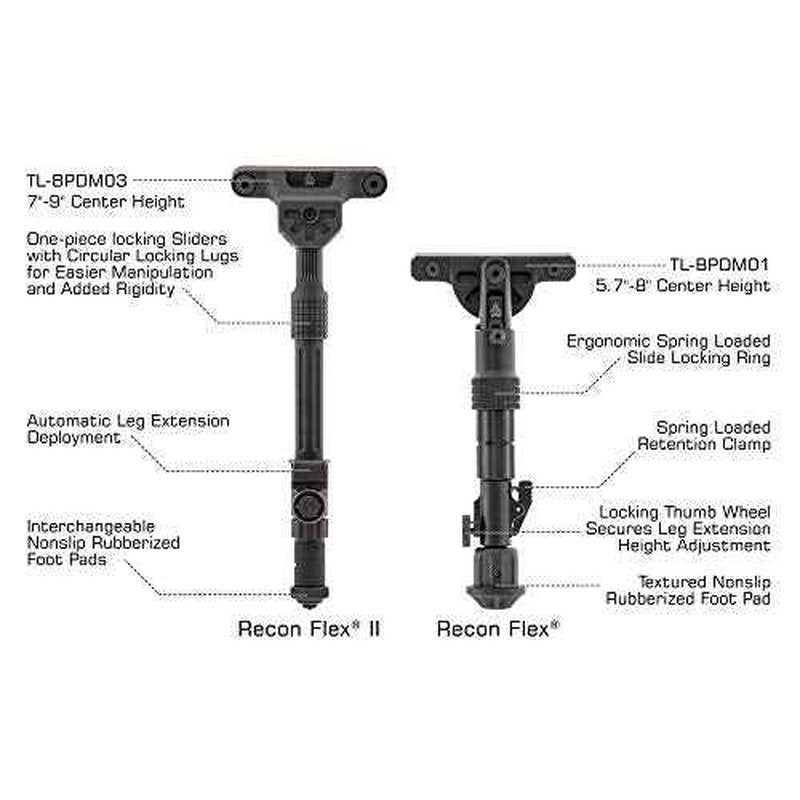 UTG Recon Flex II Bipod, Matte Black, Cent. 7"-9"