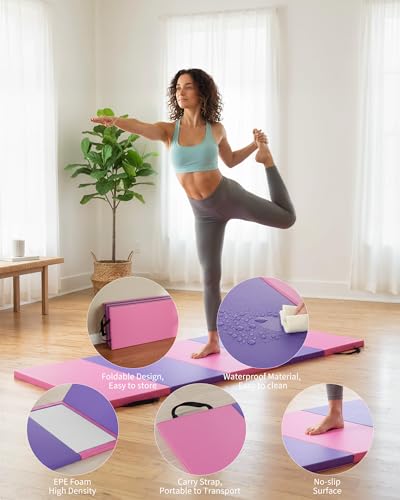 Garvee 6.2 x 2.6 Ft 1.8-Inch Thick Folding Gymnastics Mat for Home Workouts