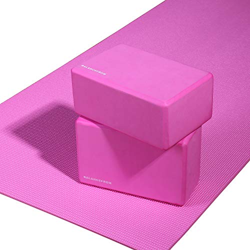 Signature Fitness All-Purpose 1/4-Inch High Density Anti-Tear Exercise Yoga Mat with Carrying Strap,Pink