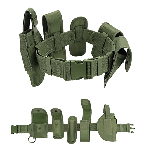 abcGoodefg Modular Equipment System Security Utility Tactical Duty Belt with Components Pouches Bags Holster Gear for Law Enforcement Guard Security Hunting (6 PCS, Army green)